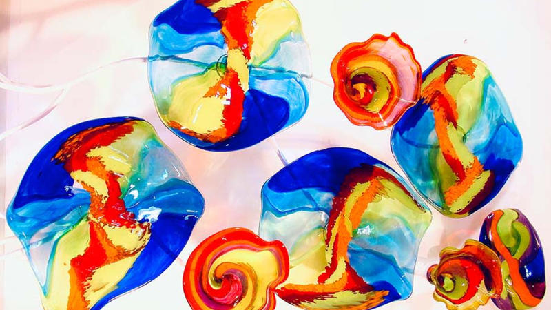 Glass art in different colors