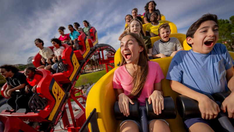 Kids screaming on roller coaster