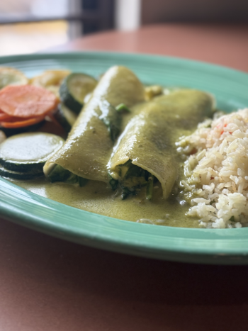 Green Enchiladas plate at Mexican Restaurant