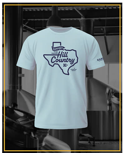 T-shirt with Hill Country written inside state of Texas.