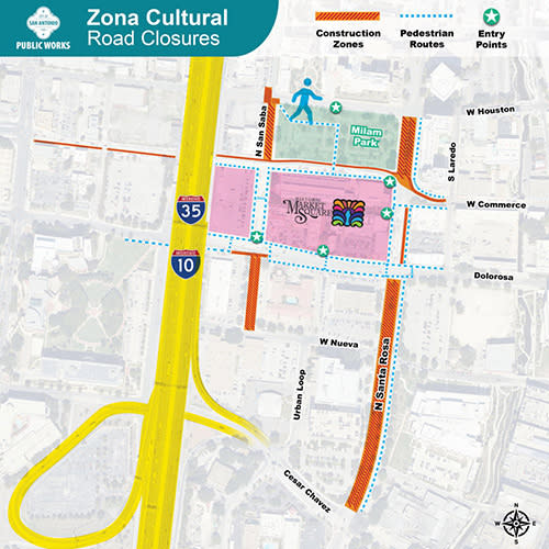Map of street closures for Fiesta 2025.