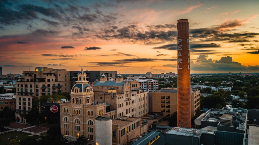 drone shot of The Pearl