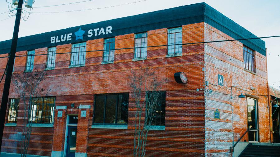 Exterior view of brick Blue Star building.