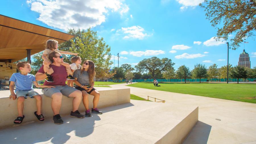 family at park sunny day