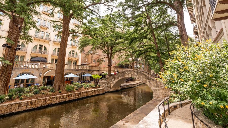 San Antonio River Walk with Selena Bridge