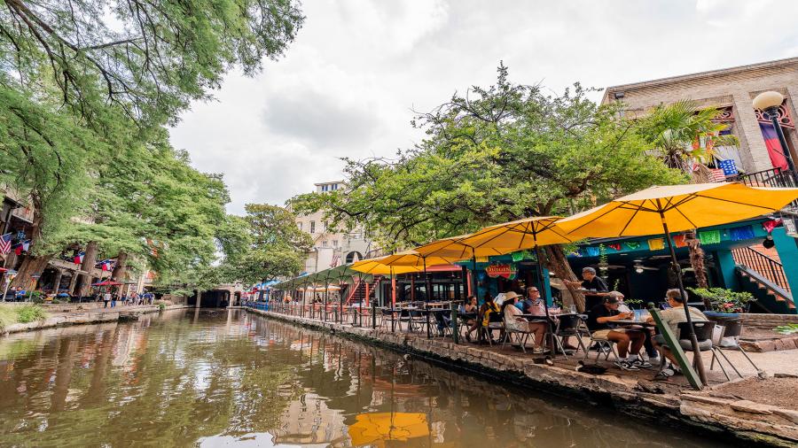 san antonio river walk with people outside