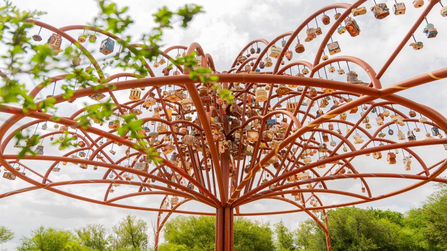 Tree of Life art structure on the San Antonio River Walk