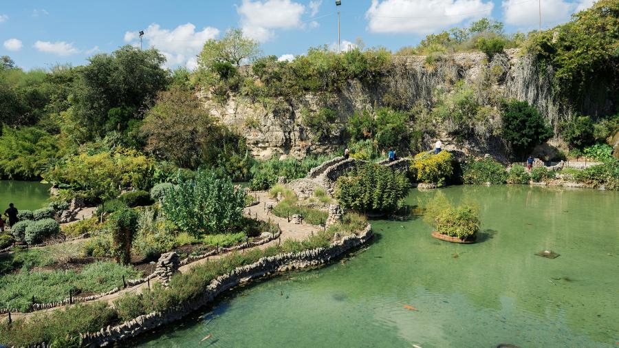 San Antonio Japanese Tea Garden inside quarry