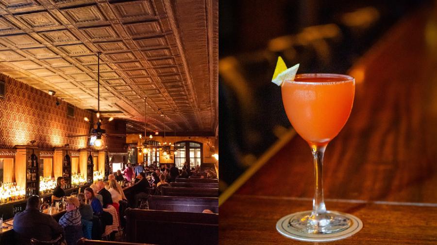 The Esquire Tavern san Antonio cocktail and interior