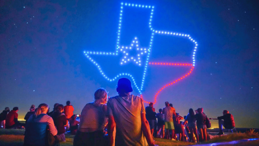 drone show at Six Flags Fiesta Texas
