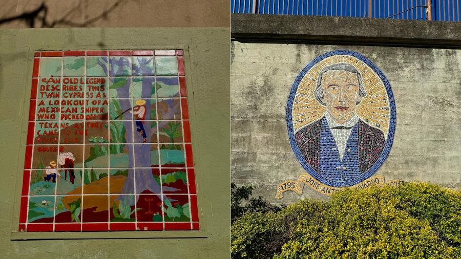 murals on the river walk walls