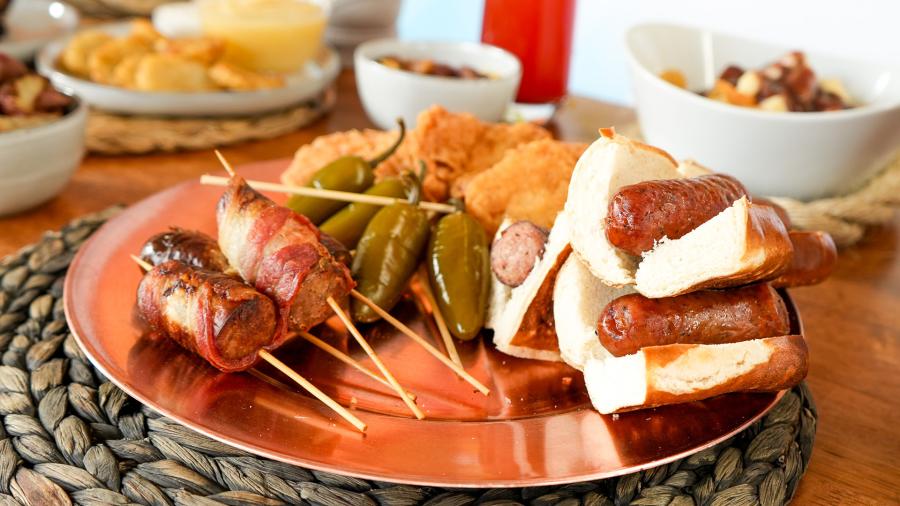 German food spread served at Six Flags Fiesta Texas.