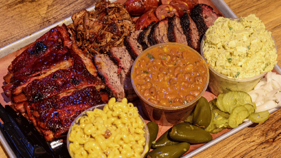 Texas barbecue platter with sides