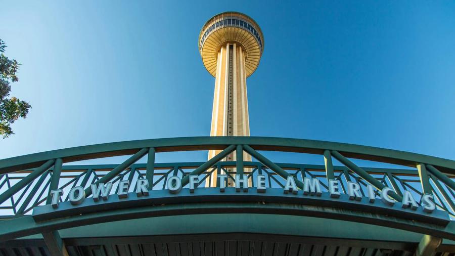 View from below looking up at Tower of the Americas.