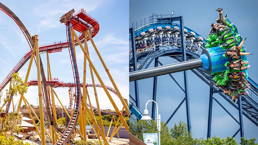 two rollercoasters at theme parks in San Antonio