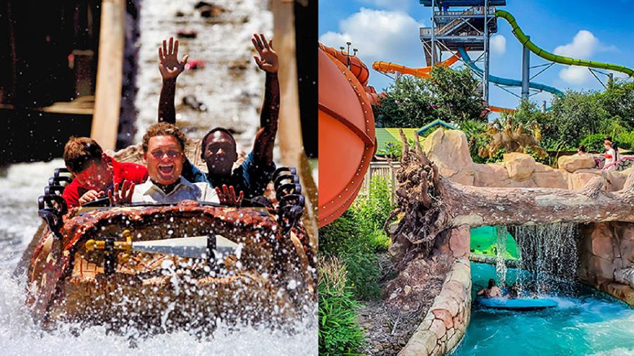 Six Flags waterpark and SeaWorld waterpark in San Antonio