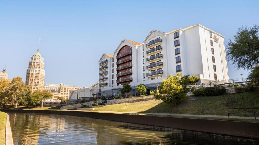 Exterior view of hotel along River Walk.