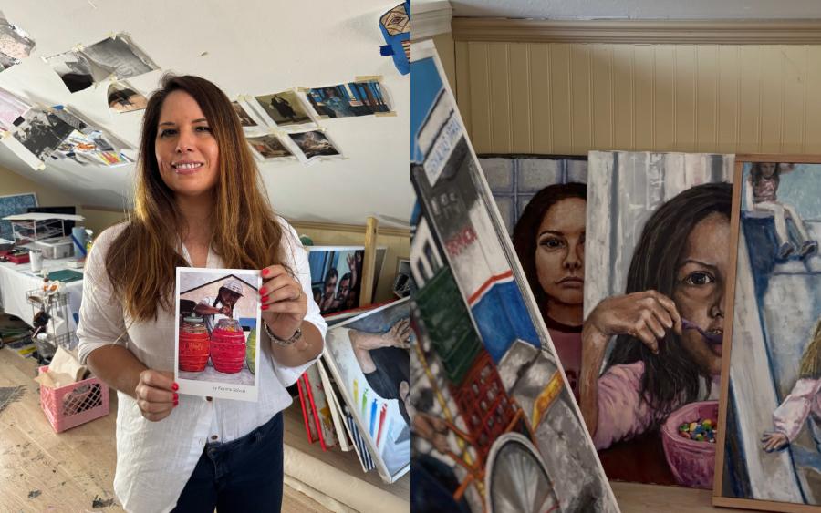 Kristina Salinas with her art