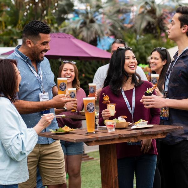 Group of friends Seven Seas Food Festival at SeaWorld San Antonio