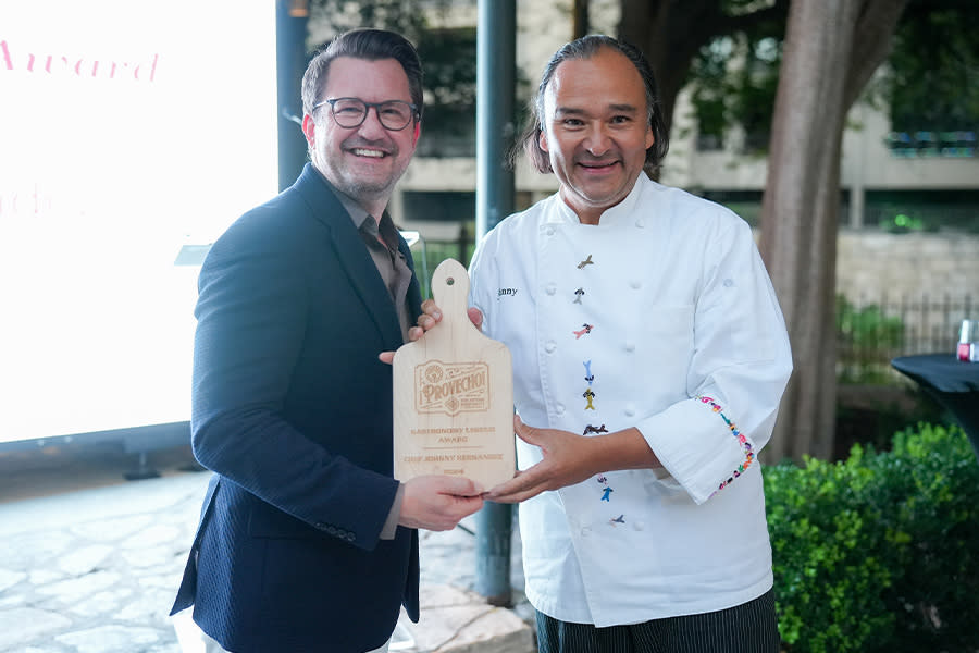Chef Johnny Hernandez accepting an award