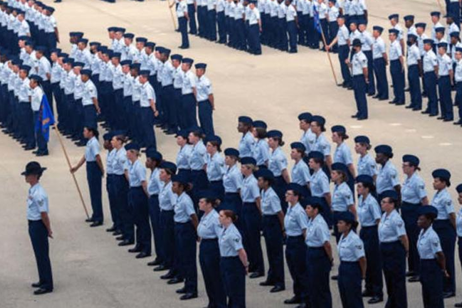 Group of military personnel standing in formation