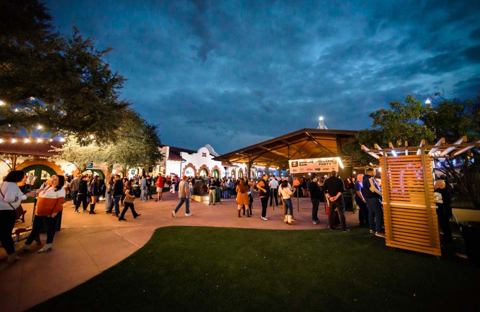 outdoor event patio at night