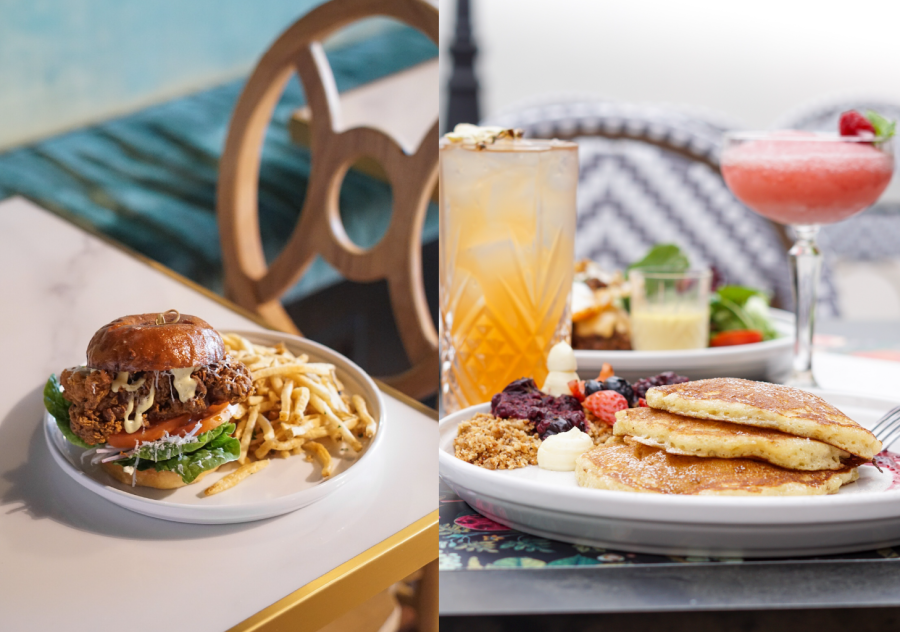 Blush restaurant burger & fries and pancakes