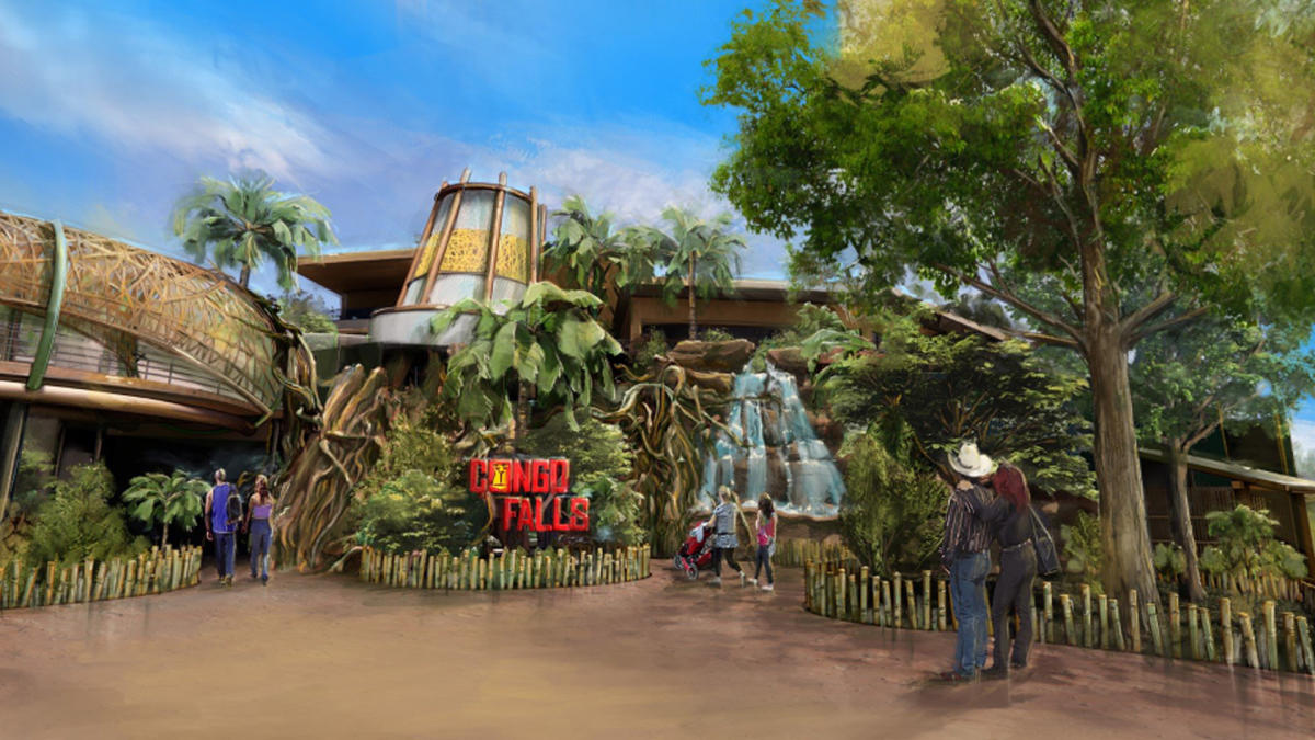 Artist rendering of exterior of Congo Falls at San Antonio Zoo