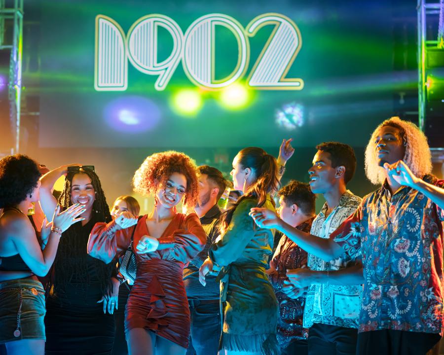 Group of people dancing at club