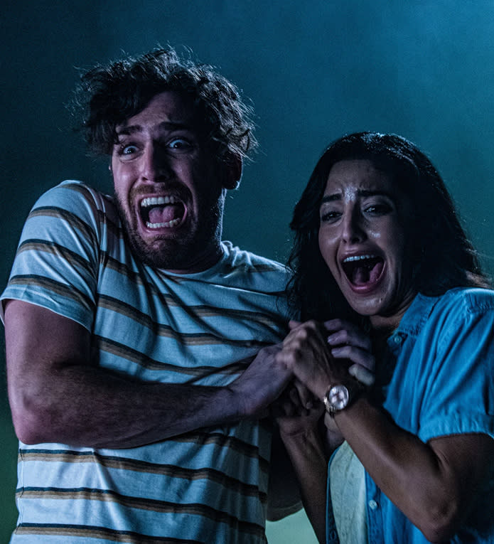 Man and woman screaming