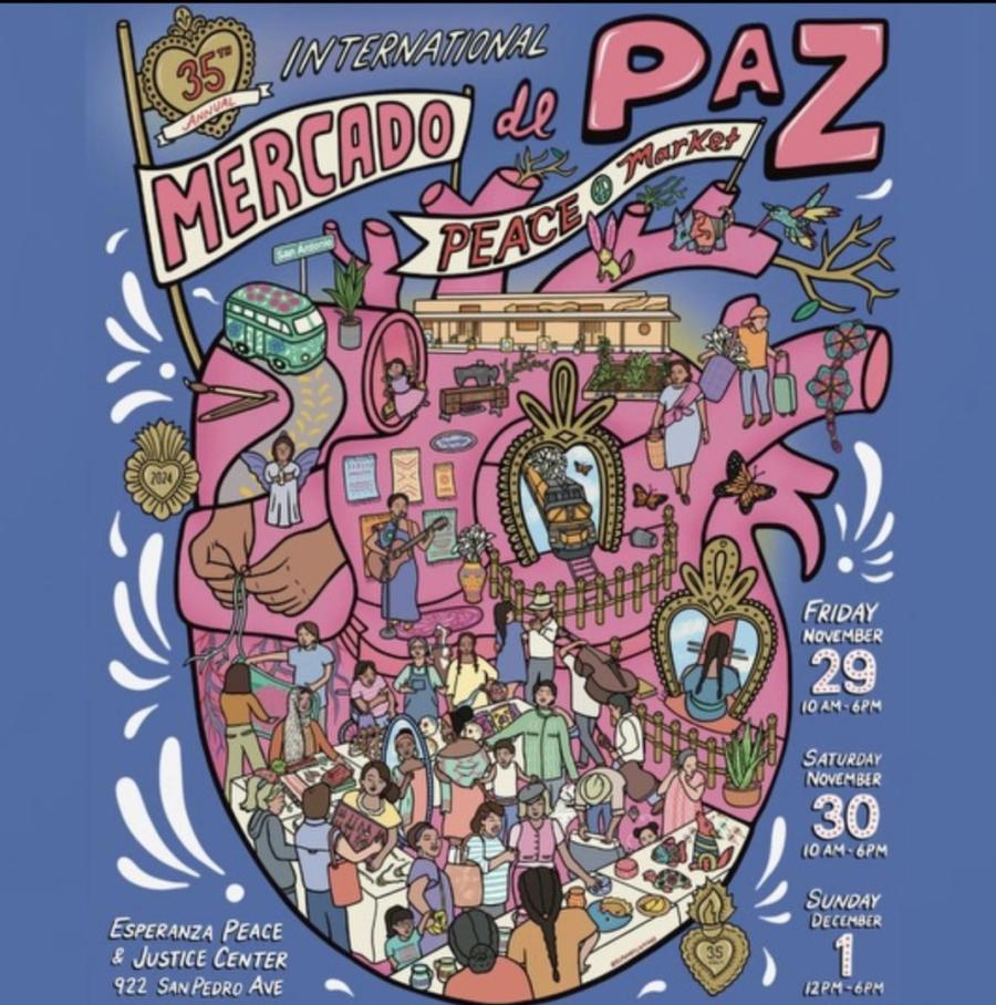 Graphic designed poster of people shopping