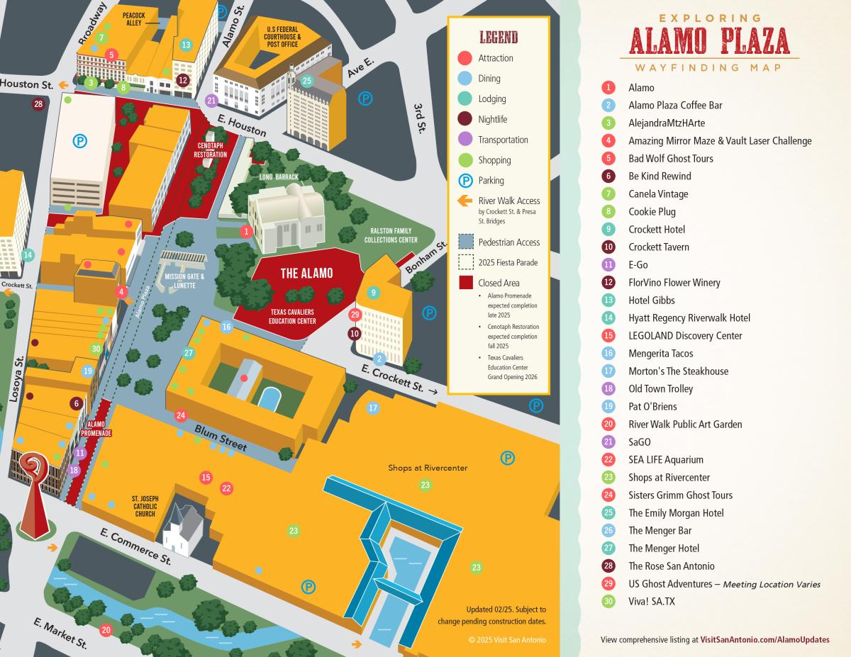Graphic map of Alamo Plaza