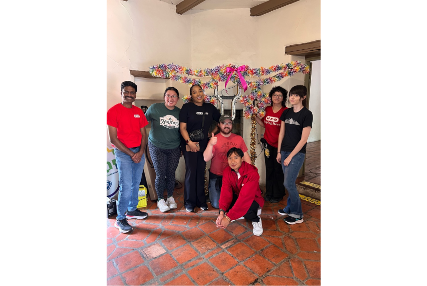 volunteers posing for photos