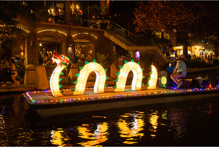Dragon illumination on river barge