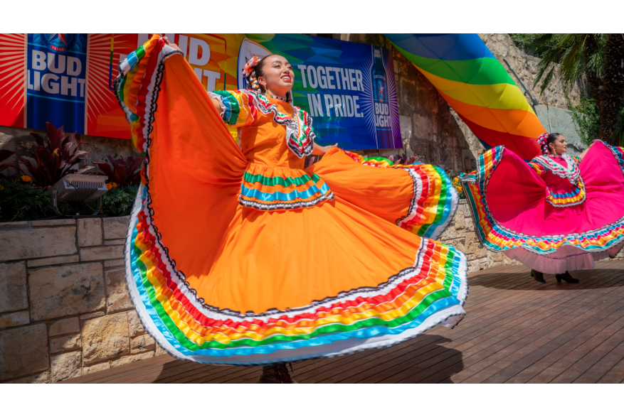 Woman dancing with traditional folklorico dress