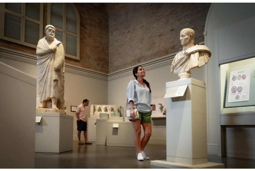 People admiring art