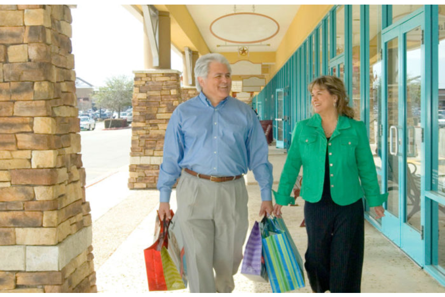 man and woman walking