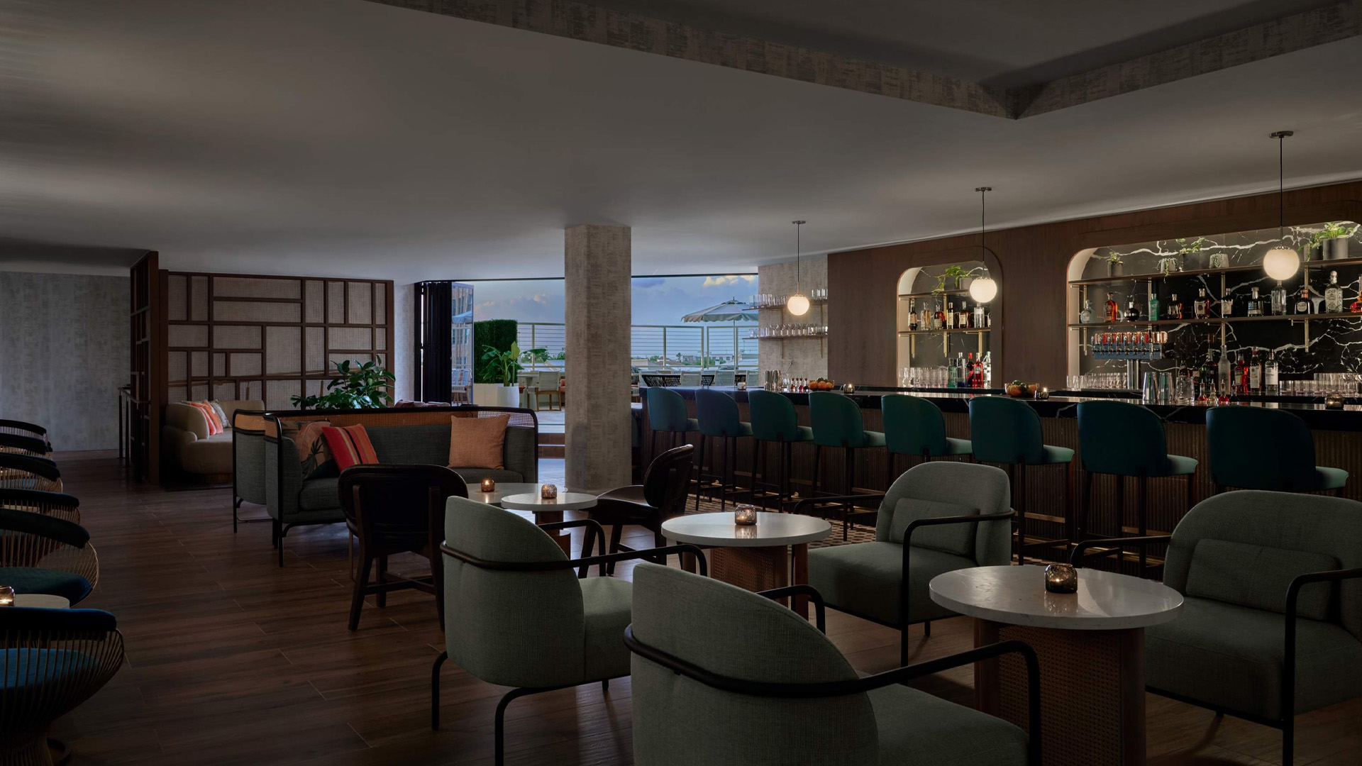 Interior view of onsite bar at InterContinental Hotel San Antonio.