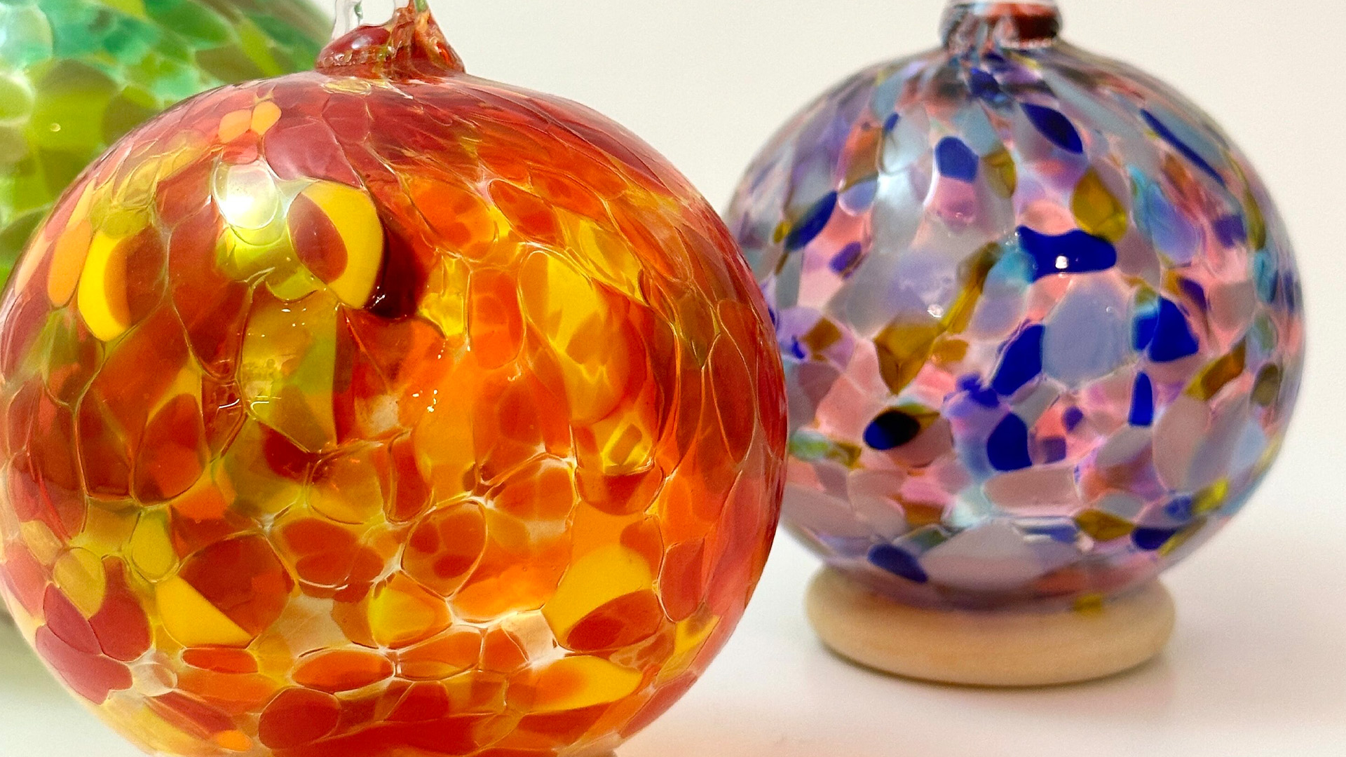 Globes blown at Caliente Hot Glass Studio.