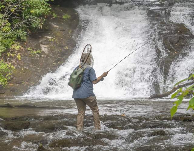 Fishing at Indian Creek Falls