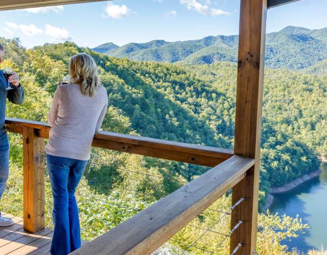 Couple on Deck overlooking Fontana Lake