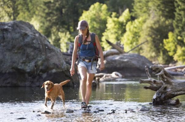 Woman and Dog Hiking