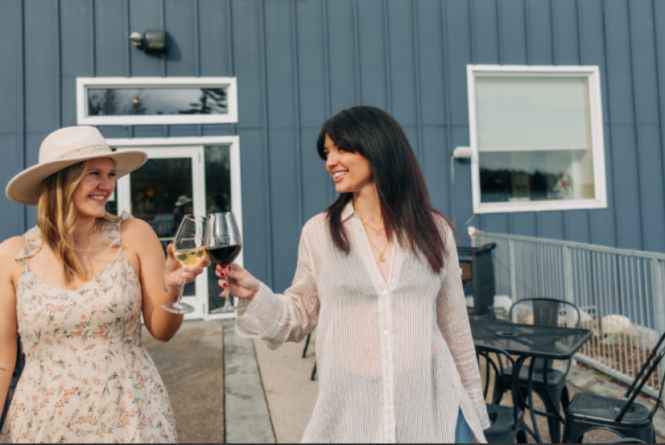 Ladies wine tasting at Leelanau Cellars