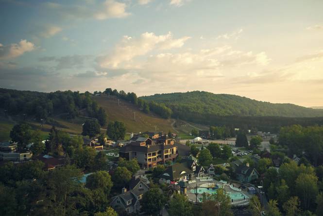 Aerial view of Crystal Mountain in the summer