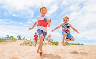 Family at the Sleeping Bear Dunes Dune Climb