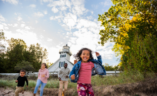 Family at Mission Point Lighthouse