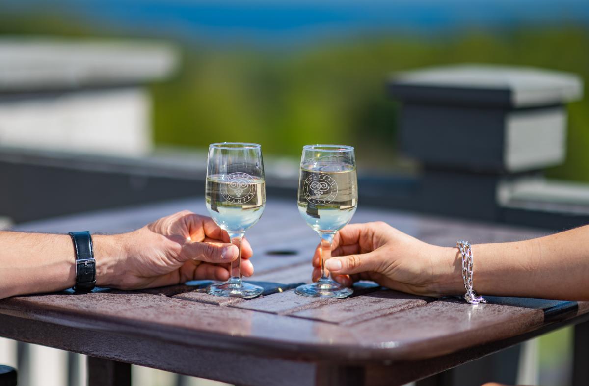 Glasses of wine at Chateau Chantal