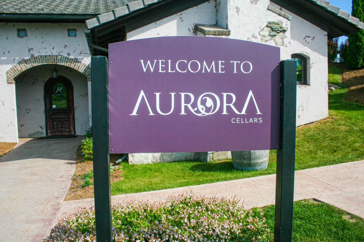 Aurora Cellars Welcome Sign