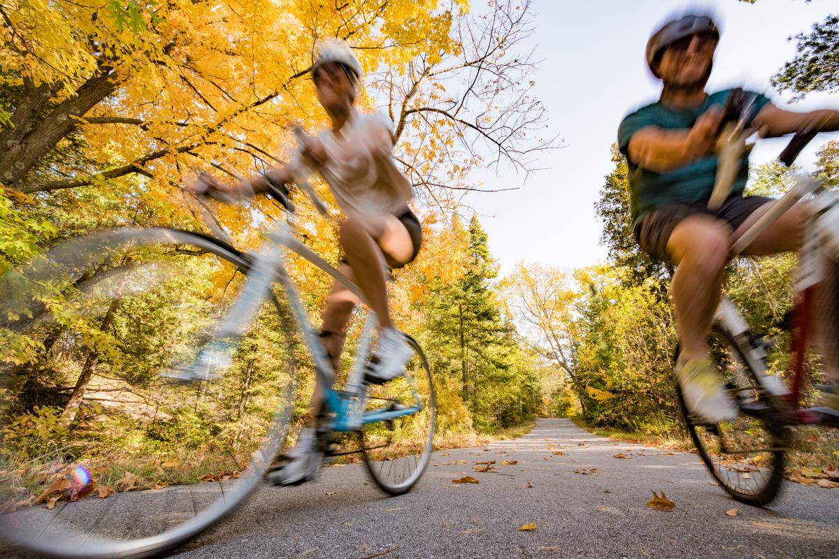Couple road bike low view