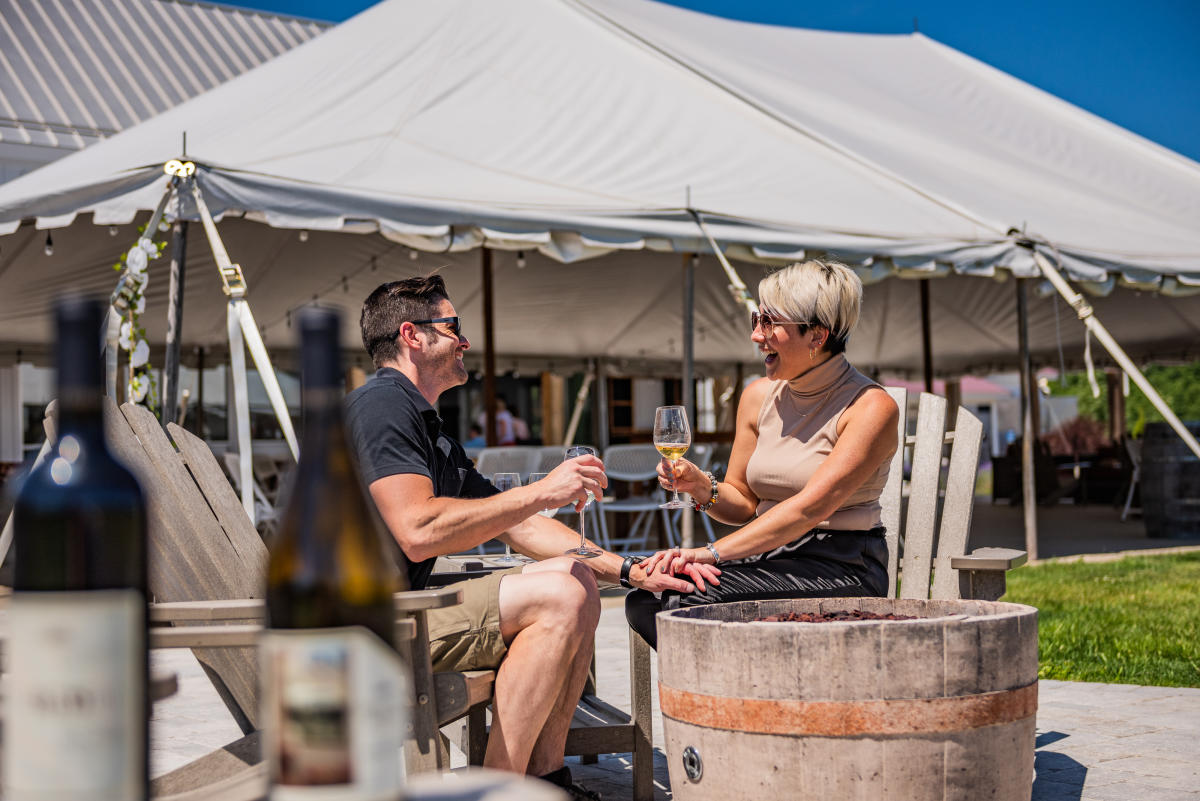 Couple wine tasting